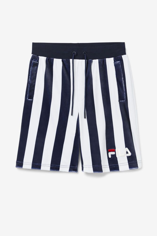 Fila Shorts Mens Navy/White - Grid Velour - Philippines 3854690-CW